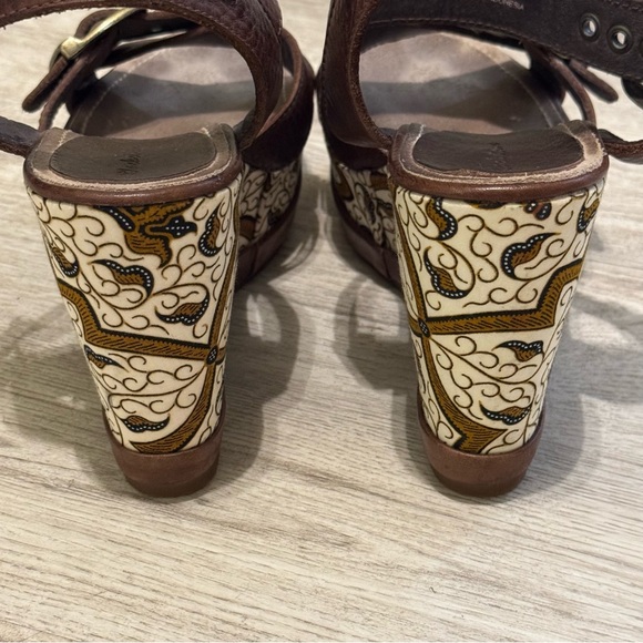 BLACKSTONE Brown Leather Wedge Heel Open Toe Sandals Size 39 /US 8 EUC WORN ONCE - Picture 7 of 12